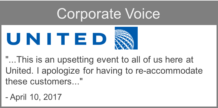 Corporate voice example from United