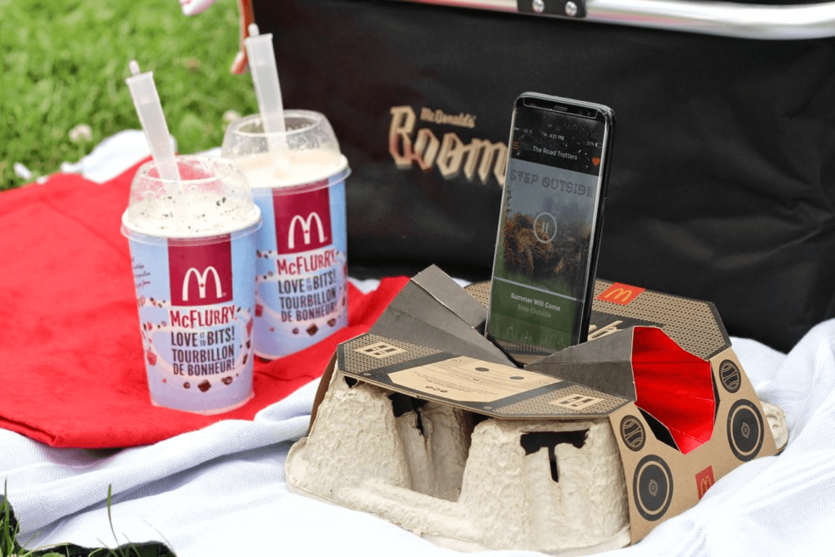 McDonald's Canada collaborated with the University of Waterloo to create a limited-edition drink tray boombox that worked with customers' smartphones.