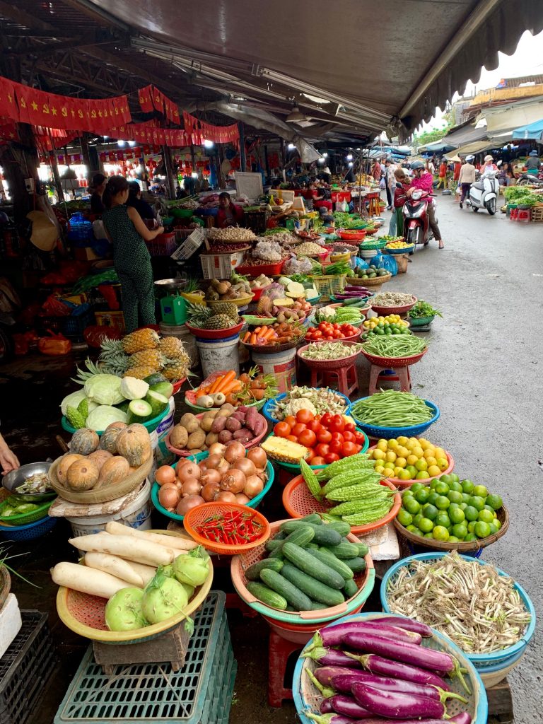 ﻿Local produce market in Hoi An, Vietnam.