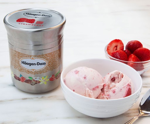 Haagen-Dazs ice cream in a metal container