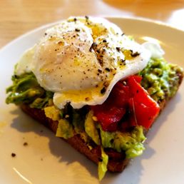 Avocado toast that incorporated radish, poached eggs, and a lot of spice.