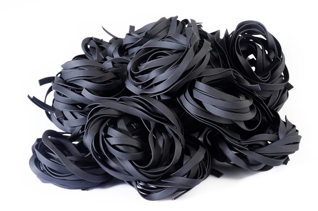 black squid ink noodles