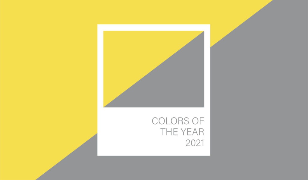 A swatch of Pantone's colors of the year for 2021: ultimate gray and illuminating yellow.