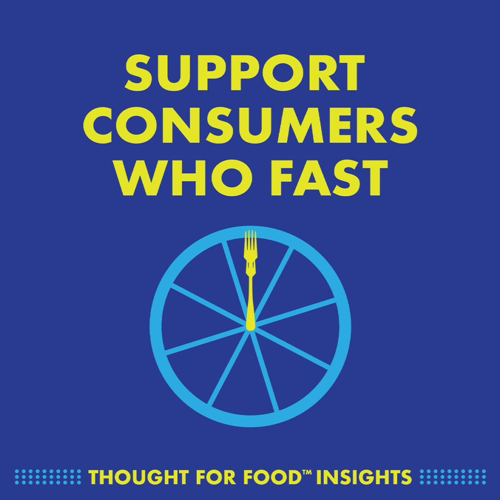 Animated graphic of two forks mimicking a clock over a graphic of lime cross-section, with the headline "Support Consumers Who Fast"