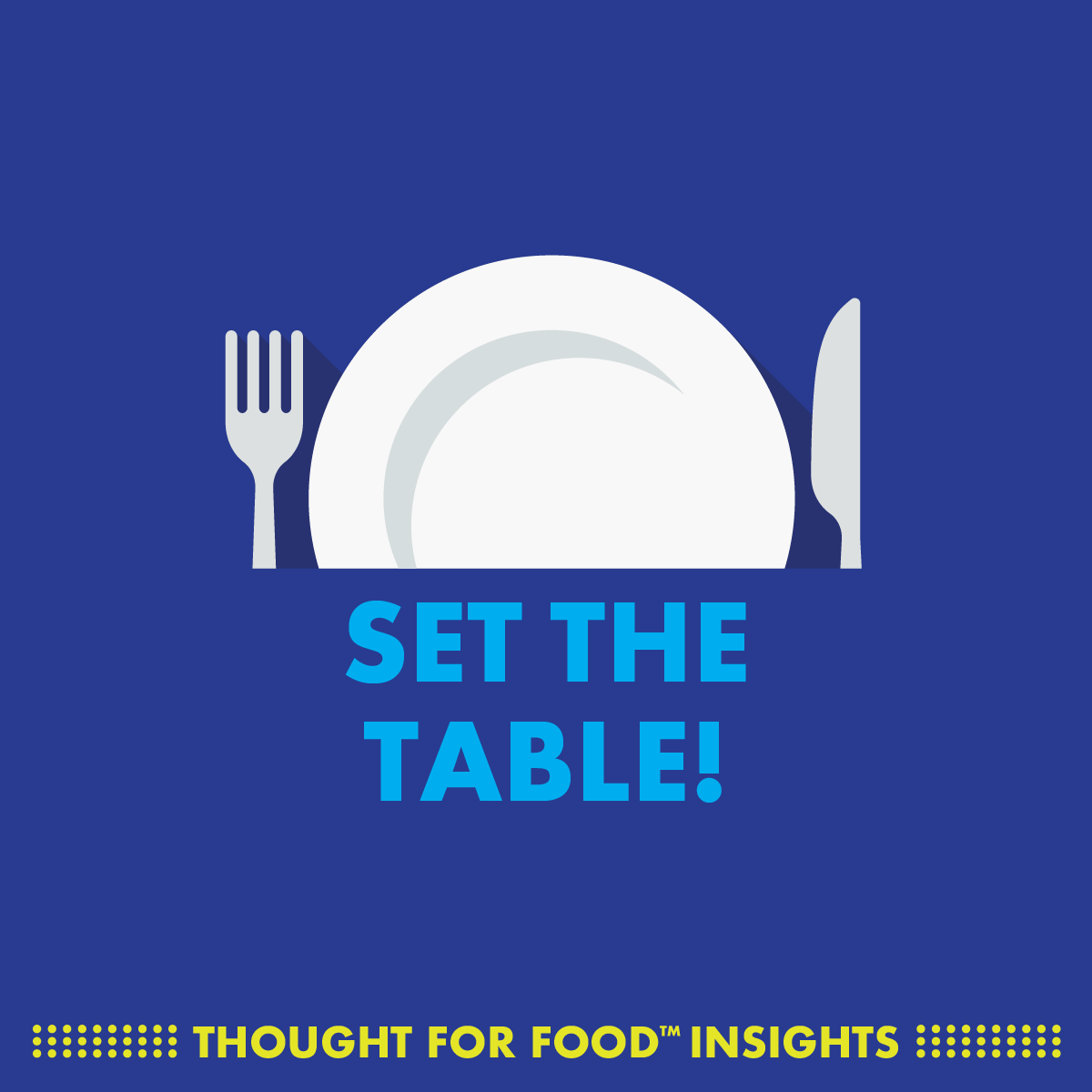 Illustration of fork, knife and a plate above the words Set the Table!