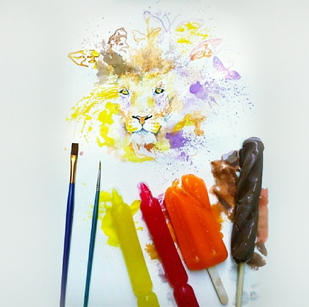 Lion painted with ice cream